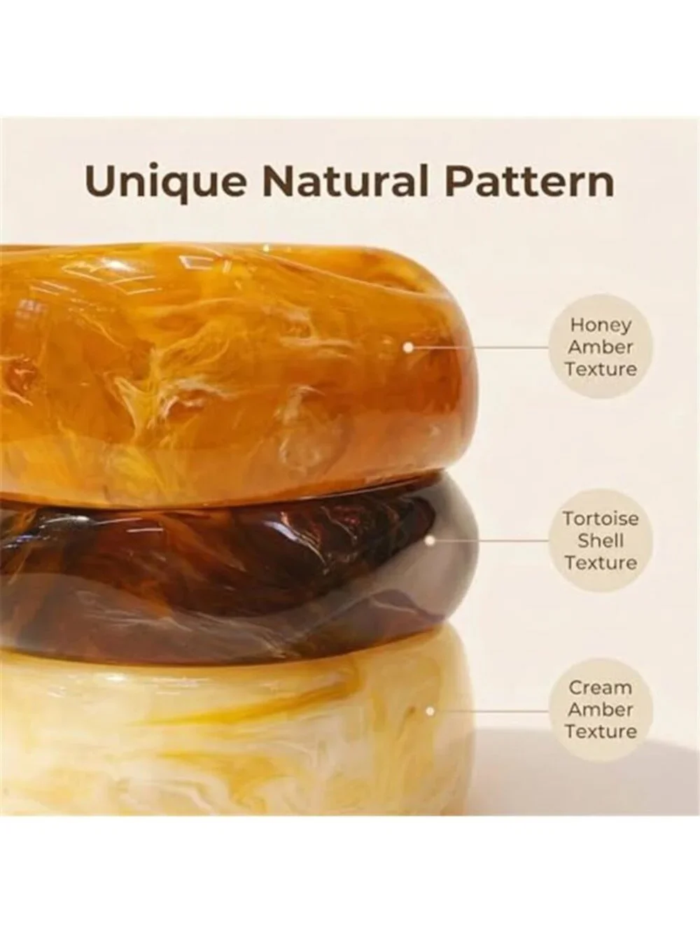 Chunky Bracelet Set for Women 3-Pack Acrylic Resin Bangles Brown & Colorful